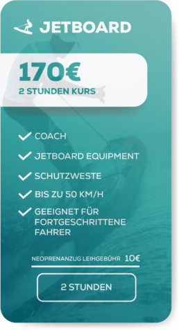 Preis für 2 Stunden Jetboard Kurs