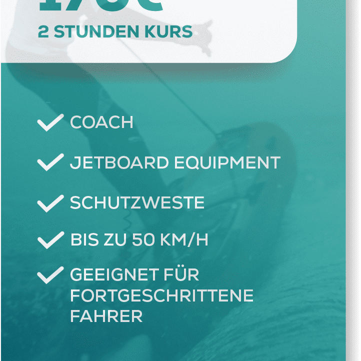 Preis für 2 Stunden Jetboard Kurs