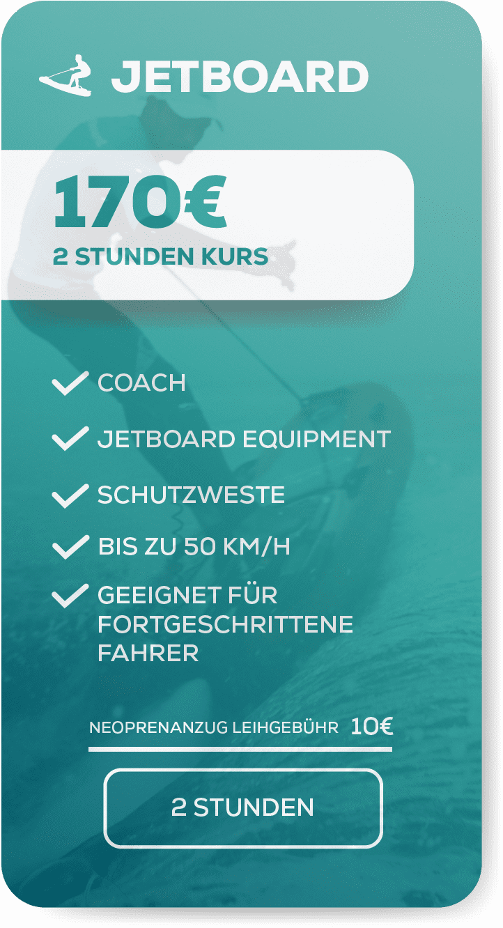 Preis für 2 Stunden Jetboard Kurs